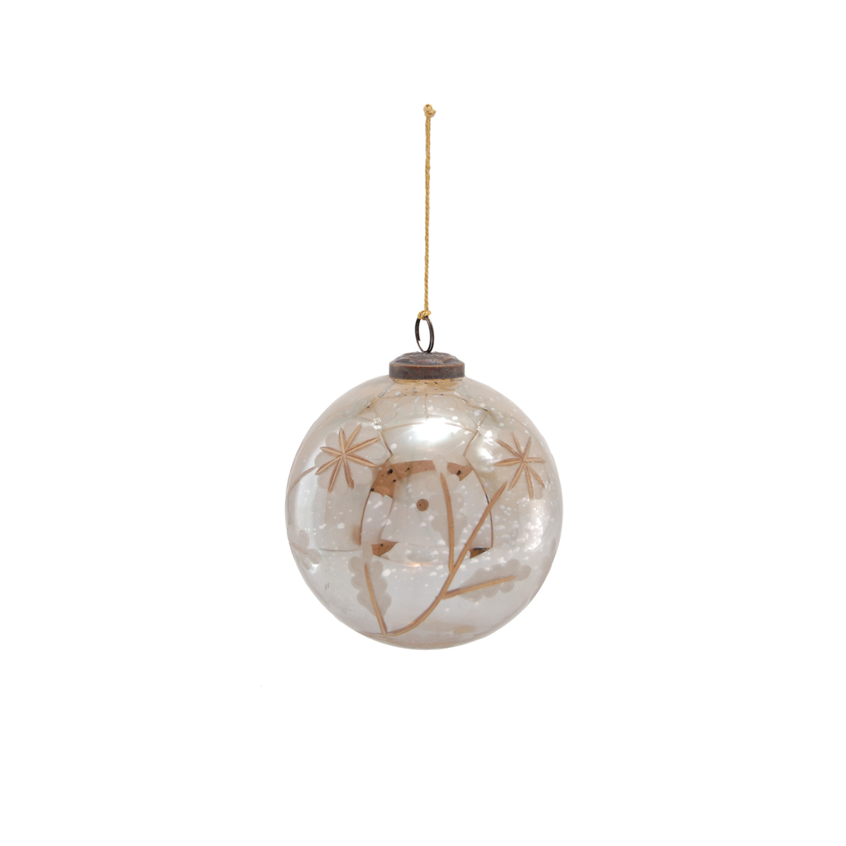 2" Antique Silver Etched Mercury Glass Ball Ornament (Copy)