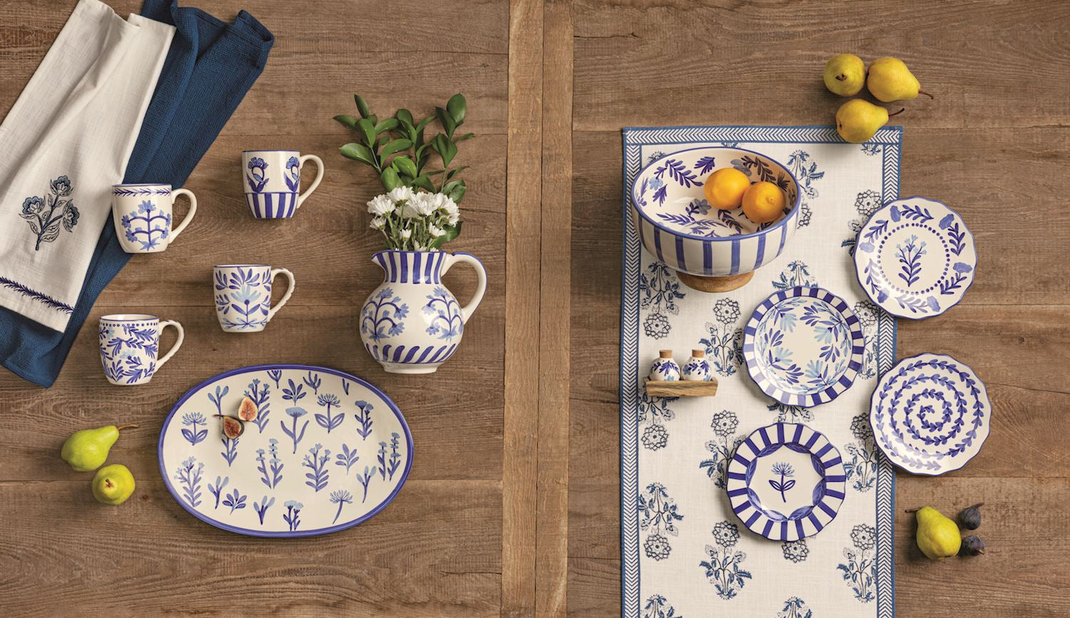 Blue Floral Table Runner