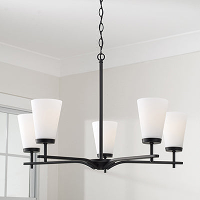 Drake Matte Black 5 Light Chandelier
