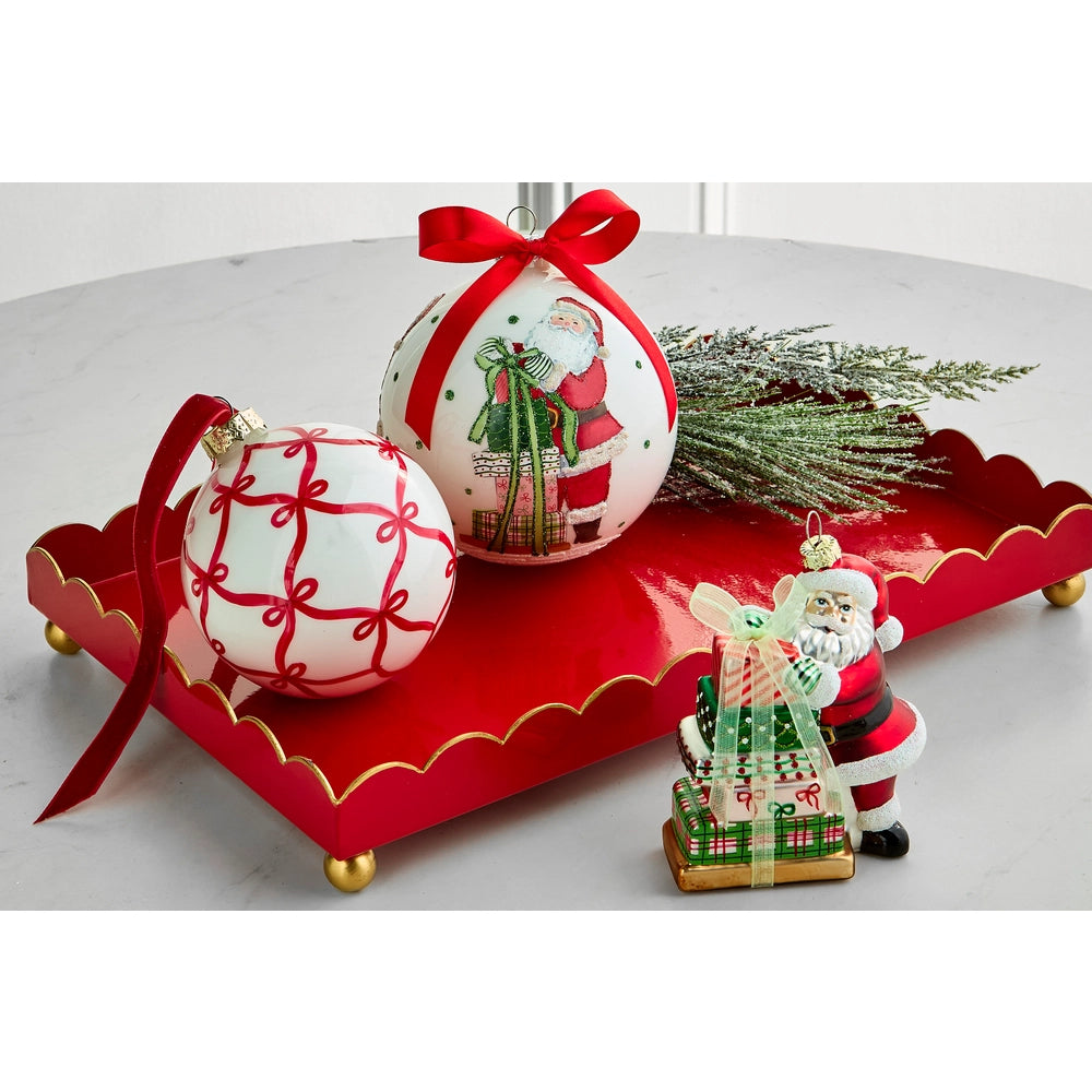 4" Red Bow Trellis Ornament