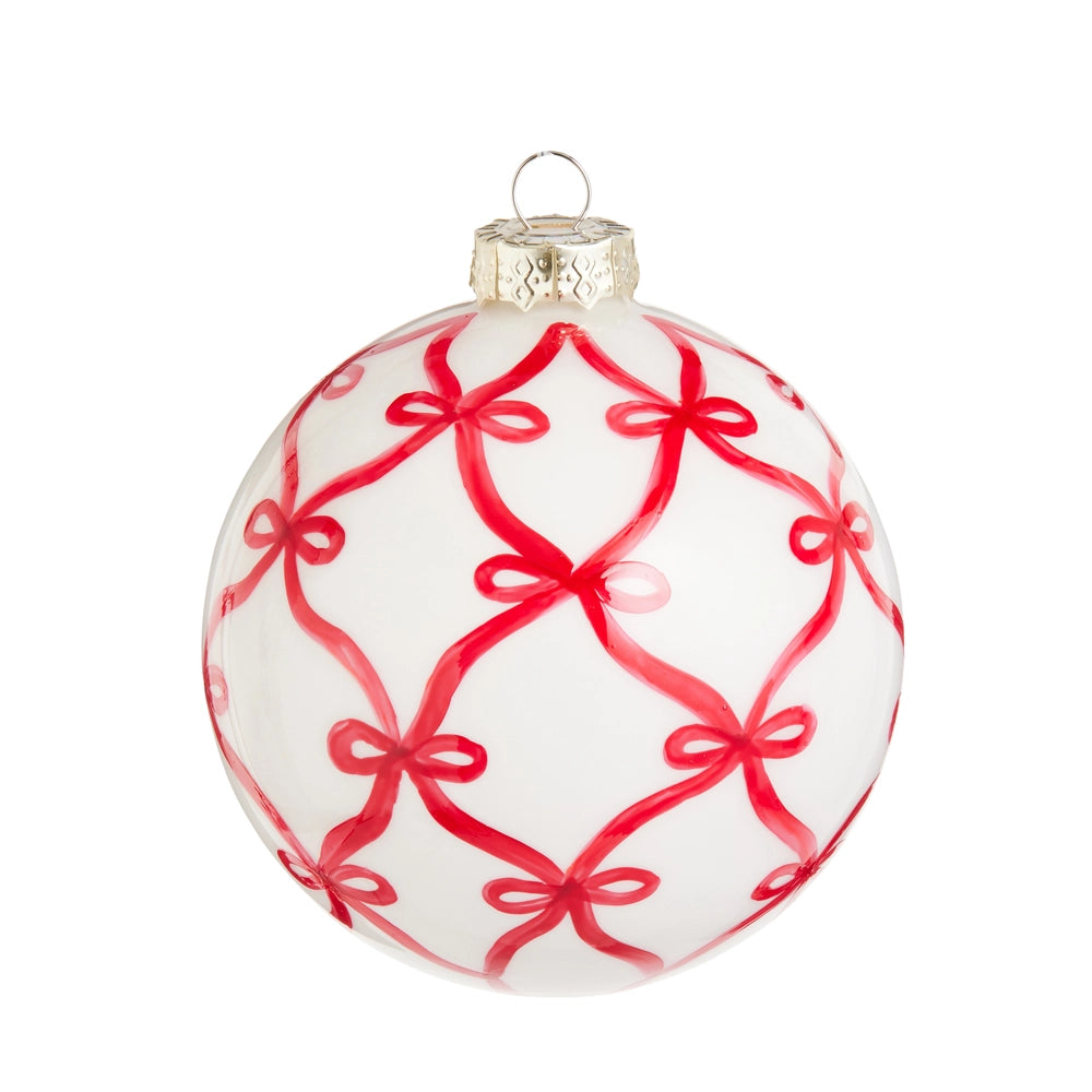 4" Red Bow Trellis Ornament