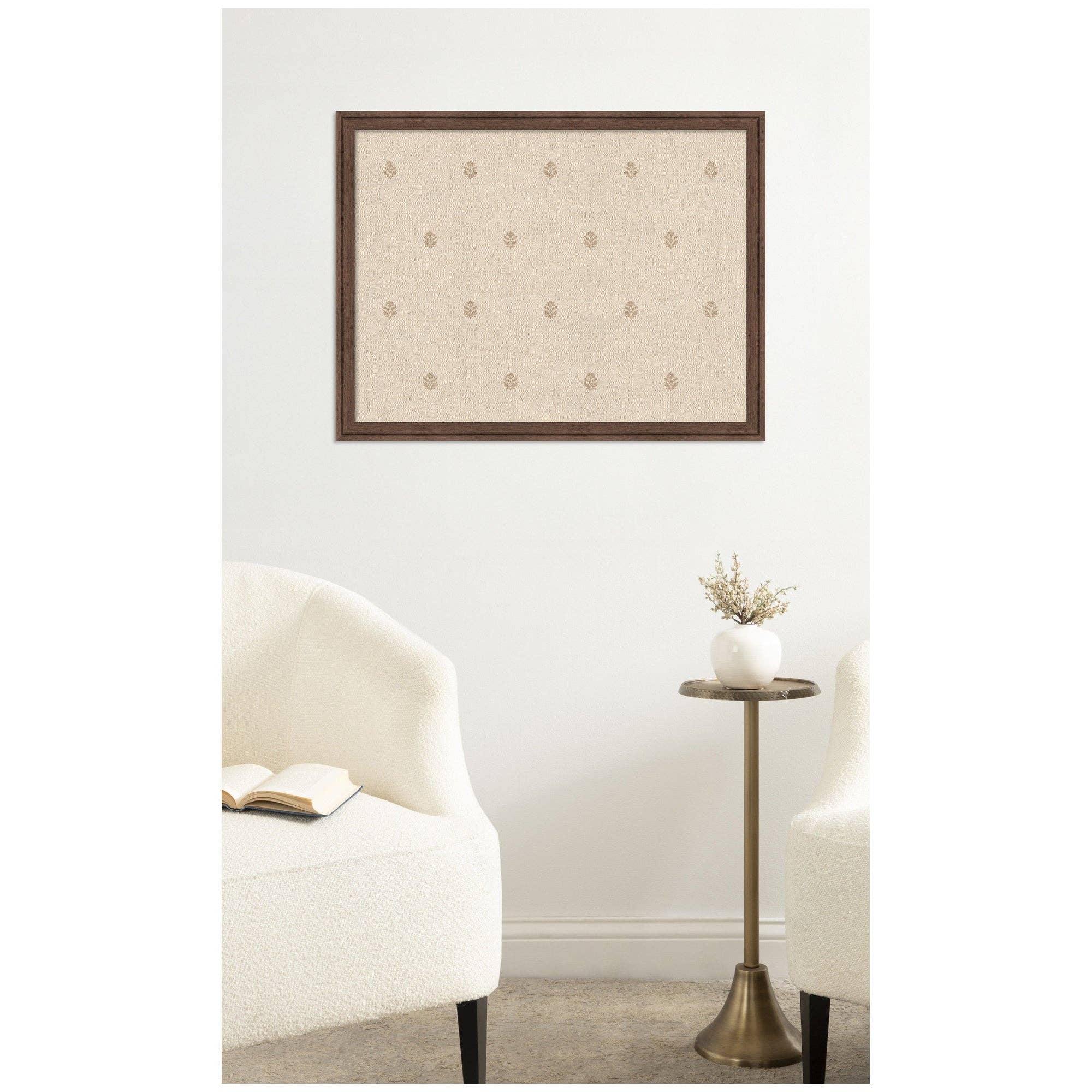 18"x42" Pinboard Beige Botanical Block Print