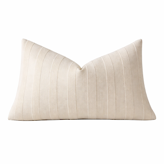 Soft Beige Striped Lumbar Throw Pillow