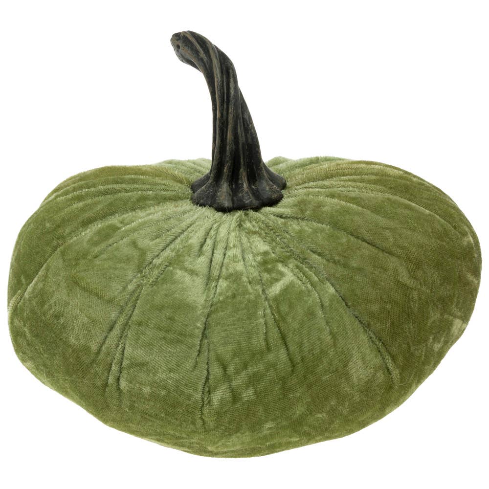 7" Tall Harvest Green Velvet Pumpkin Fall