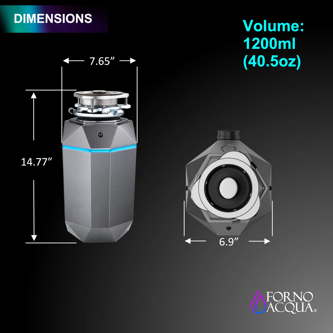Forno Acqua Bright 3/4HP Black Onyx Garbage Disposal