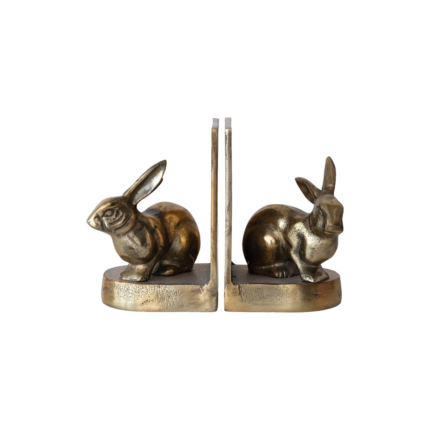 Cast Aluminum Gold Rabbit Bookends (Set of 2)