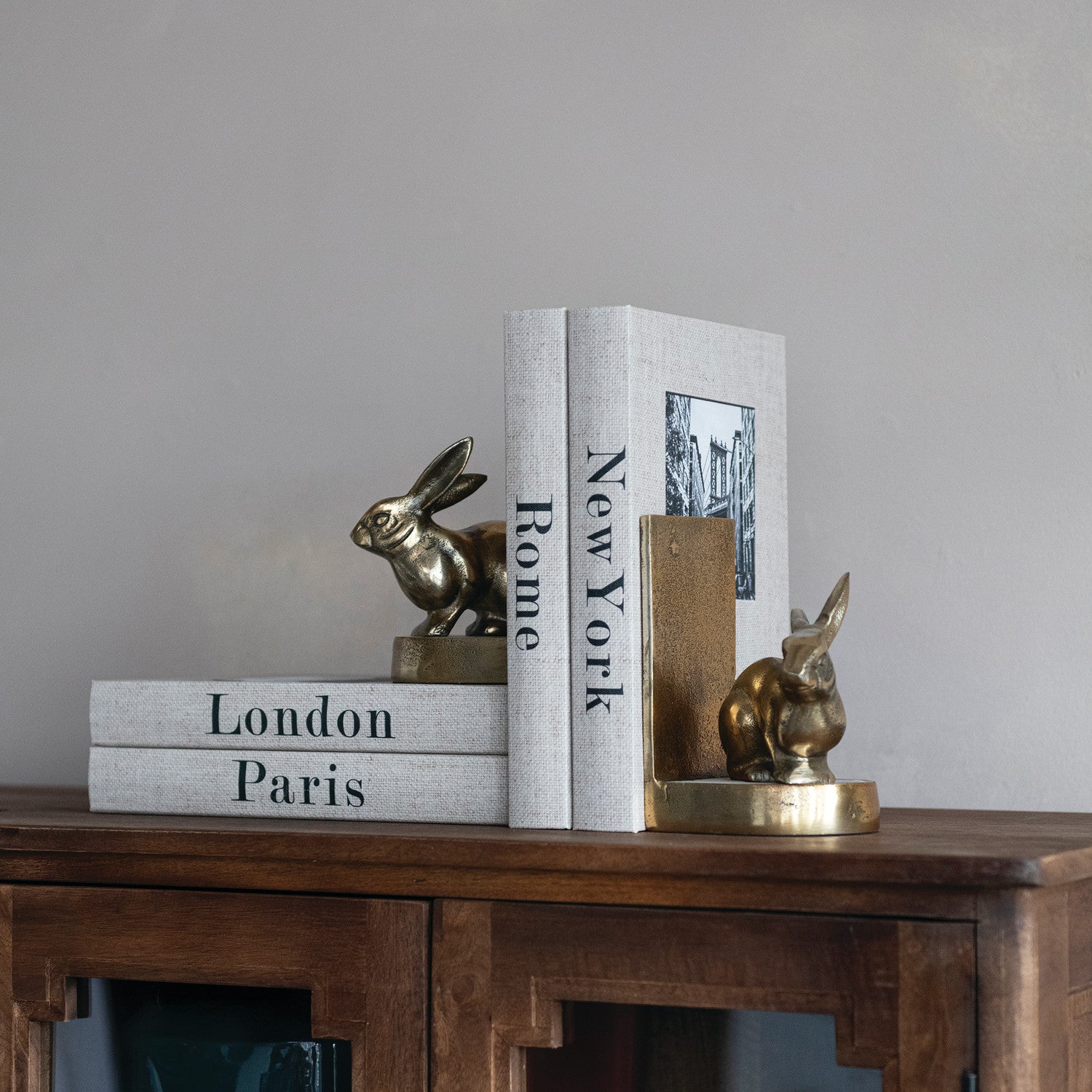 Cast Aluminum Gold Rabbit Bookends (Set of 2)