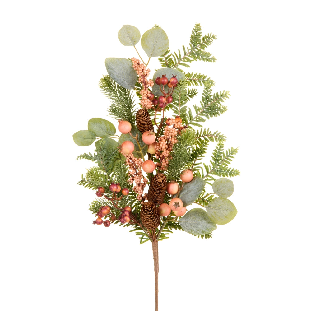 33.5" Pink Berry And Eucalyptus Spray
