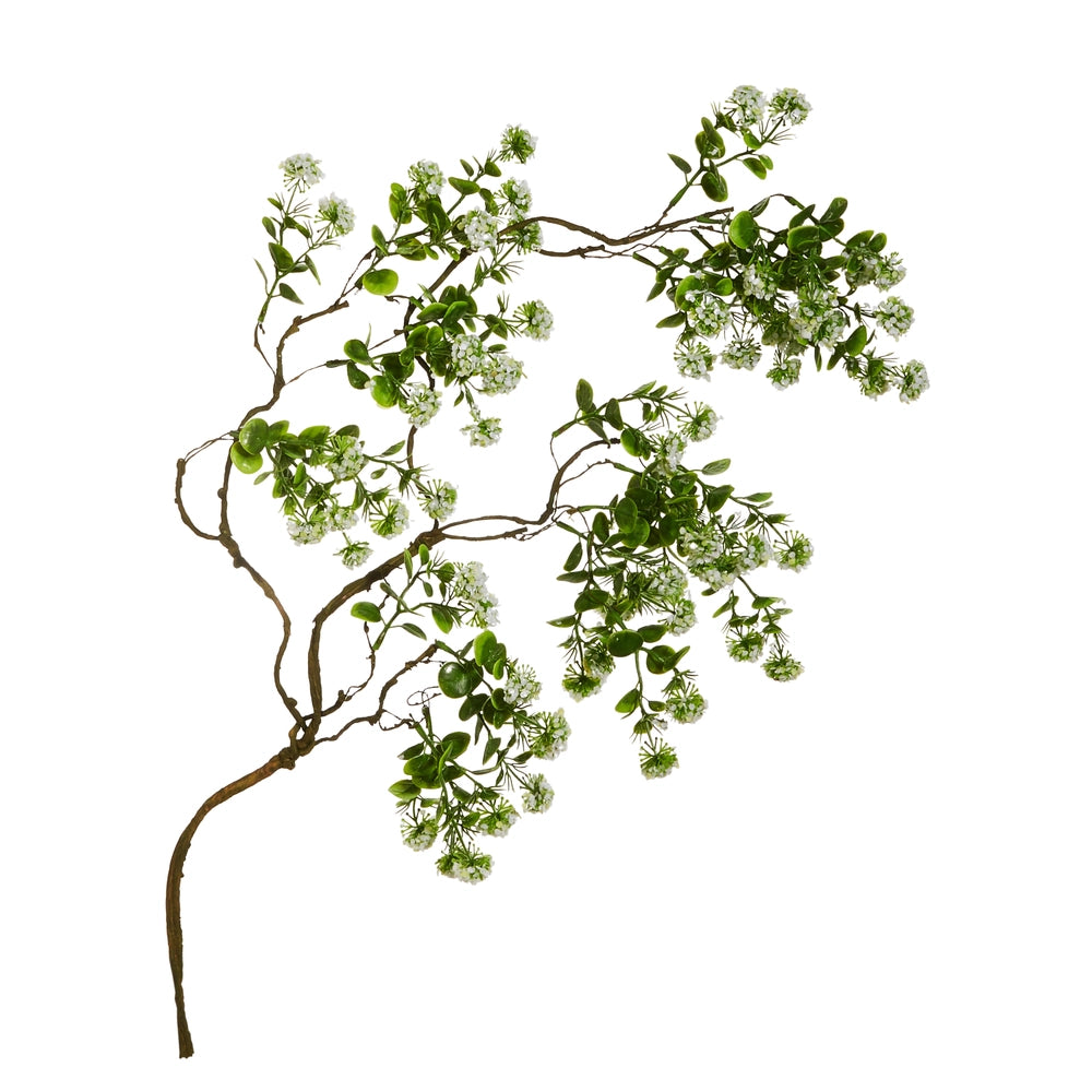 38" White Textured Ball Branch