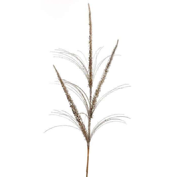 34" Champagne Gold Glitter Mica Spike Grass Spray