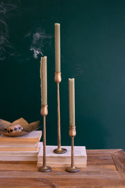 Antique Brass Taper Candle Holder Set