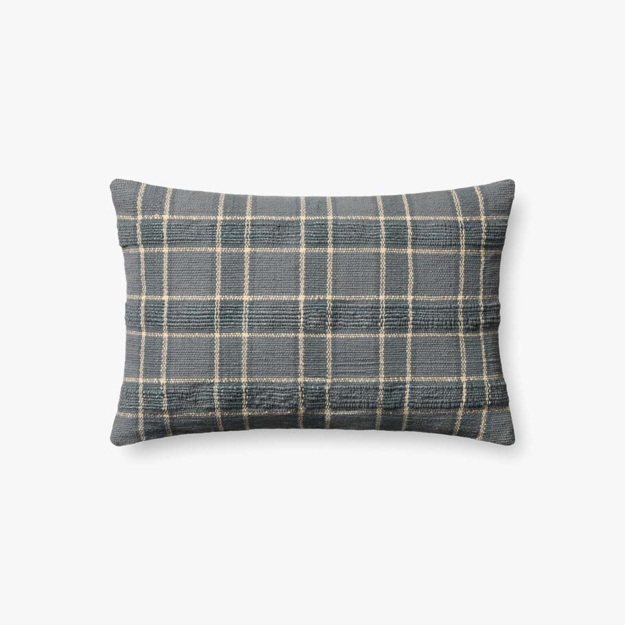 Dusty Blue Plaid Down Pillow
