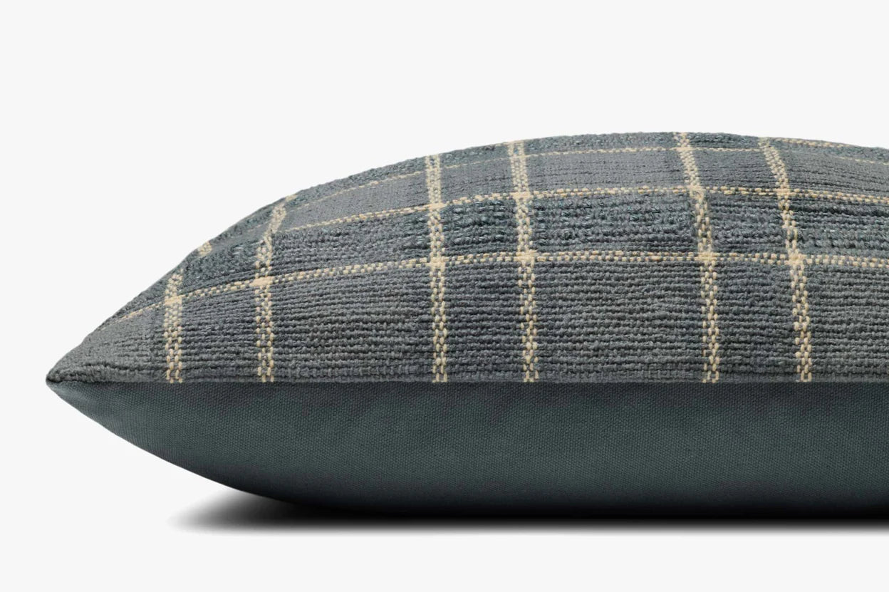 Dusty Blue Plaid Down Pillow