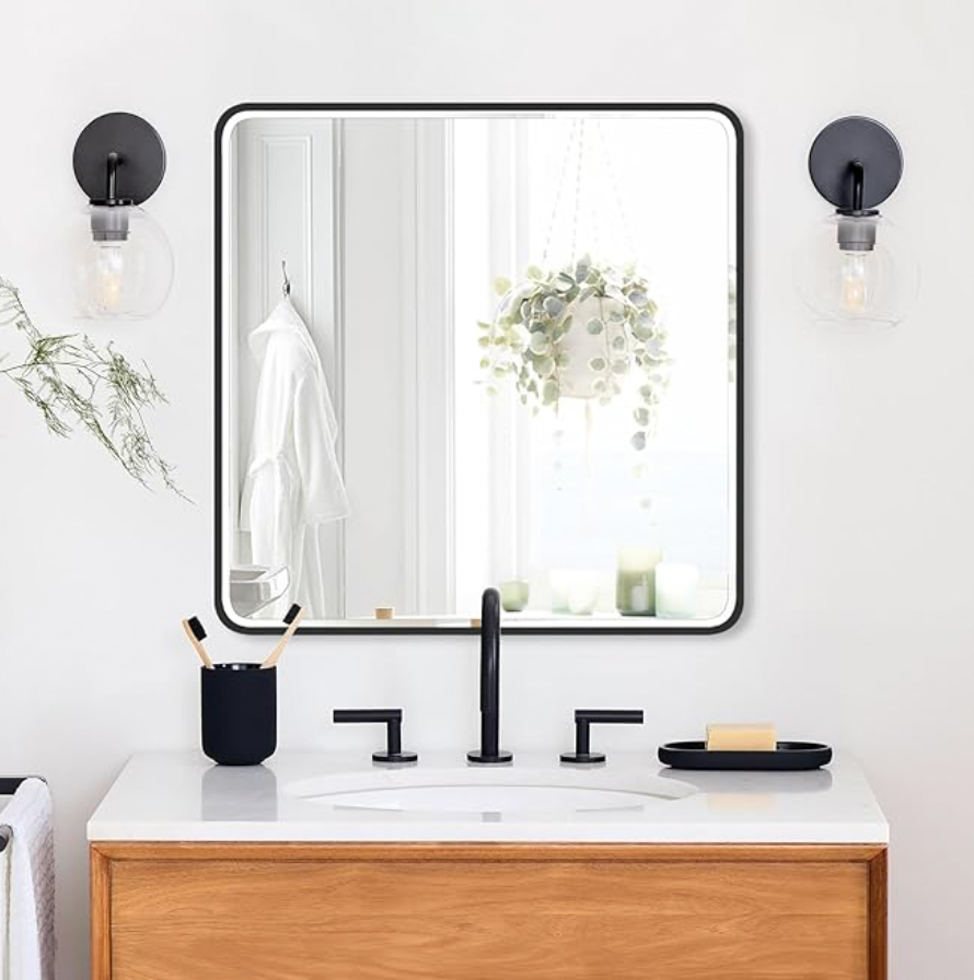 Square Black Frame Mirror