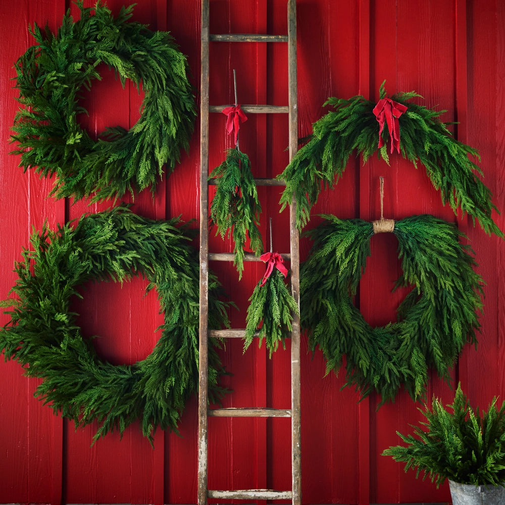 32" Real Touch Norfolk Pine Horseshoe Wreath