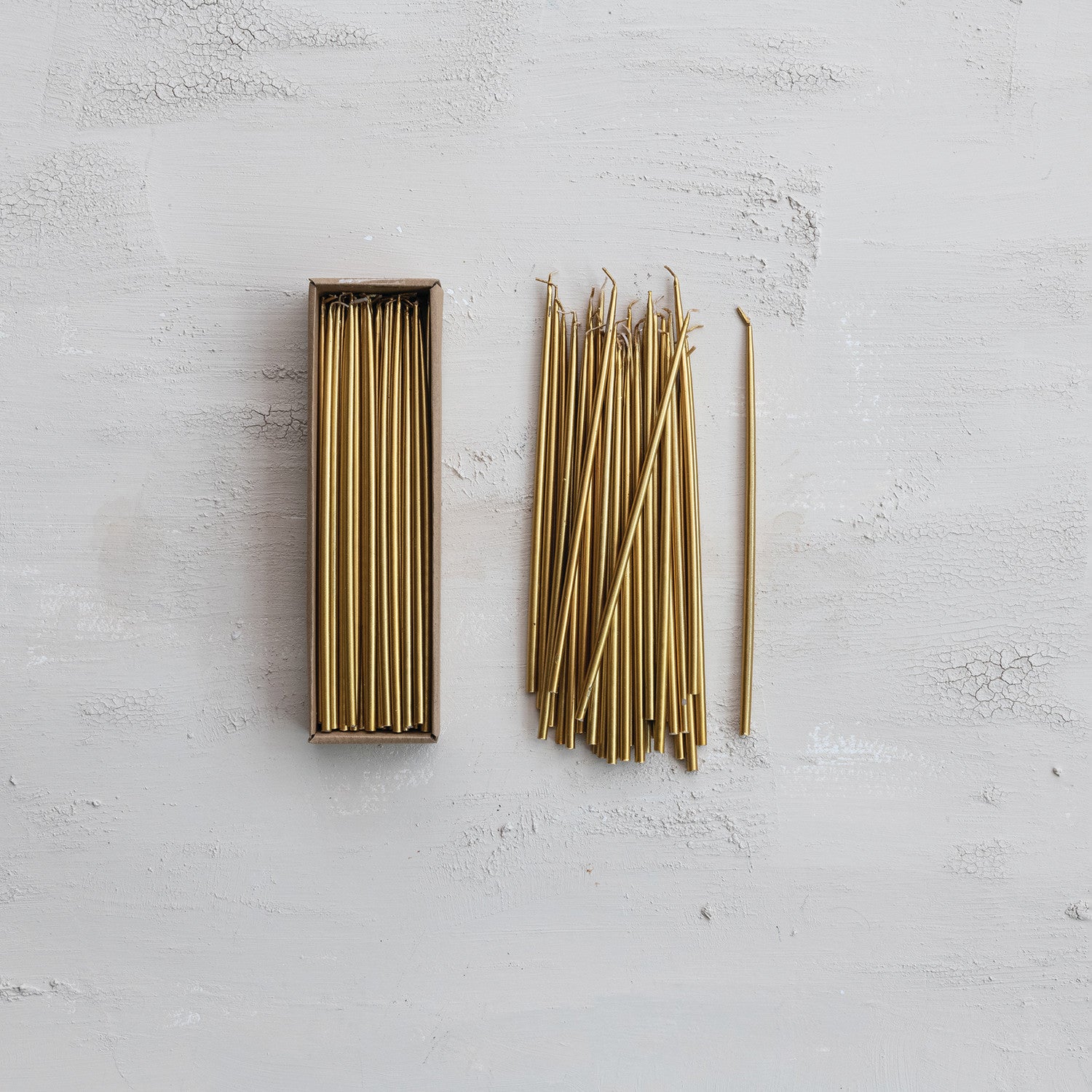 Gold Thin Unscented Taper Candle Set