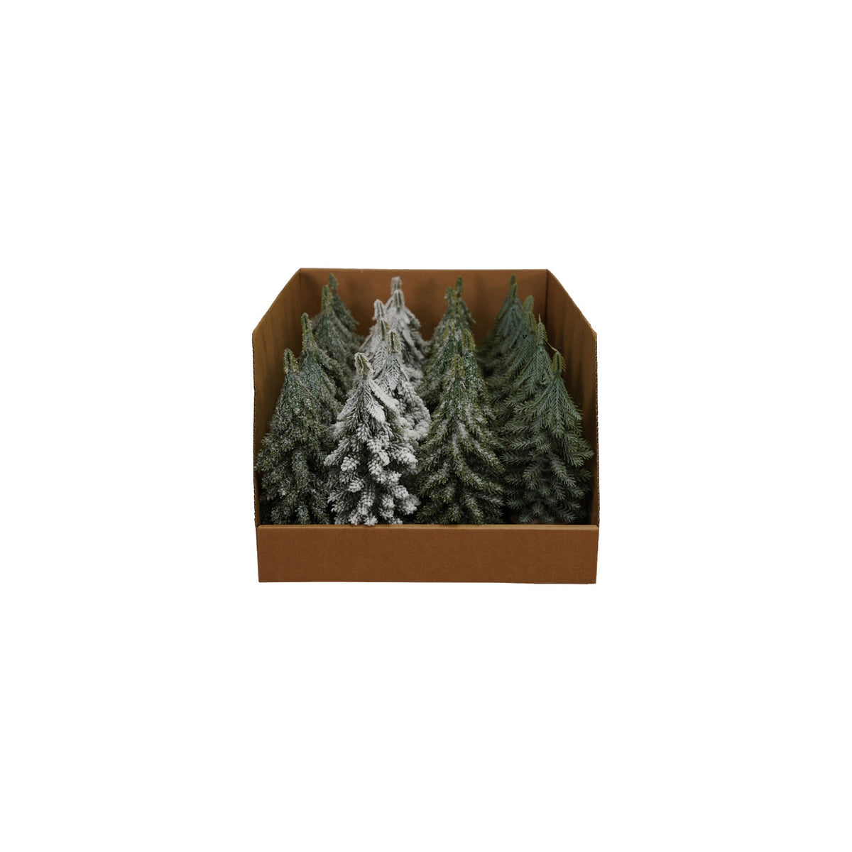 Medium Faux Evergreen Trees with Natural Wood