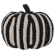 9.5" Dia Handcrafted Black & Cream Stripe Pumpkin Halloween
