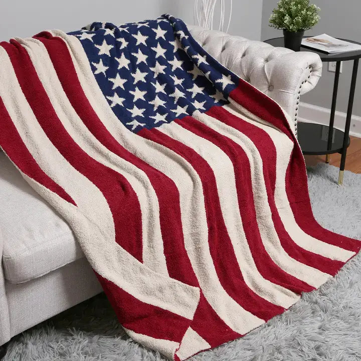 American Flag Cozy Soft Throw Blanket