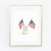 Flags in Mason Jar Watercolor Wall Art