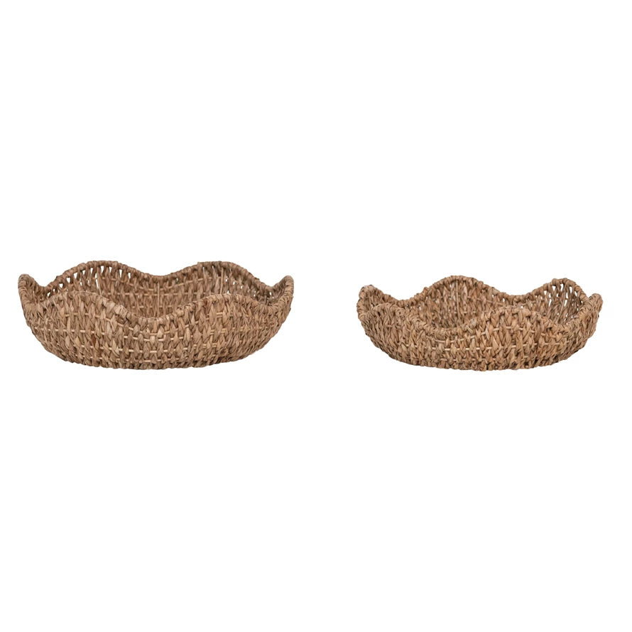 Scalloped Round Hand-Woven Bankuan Tray