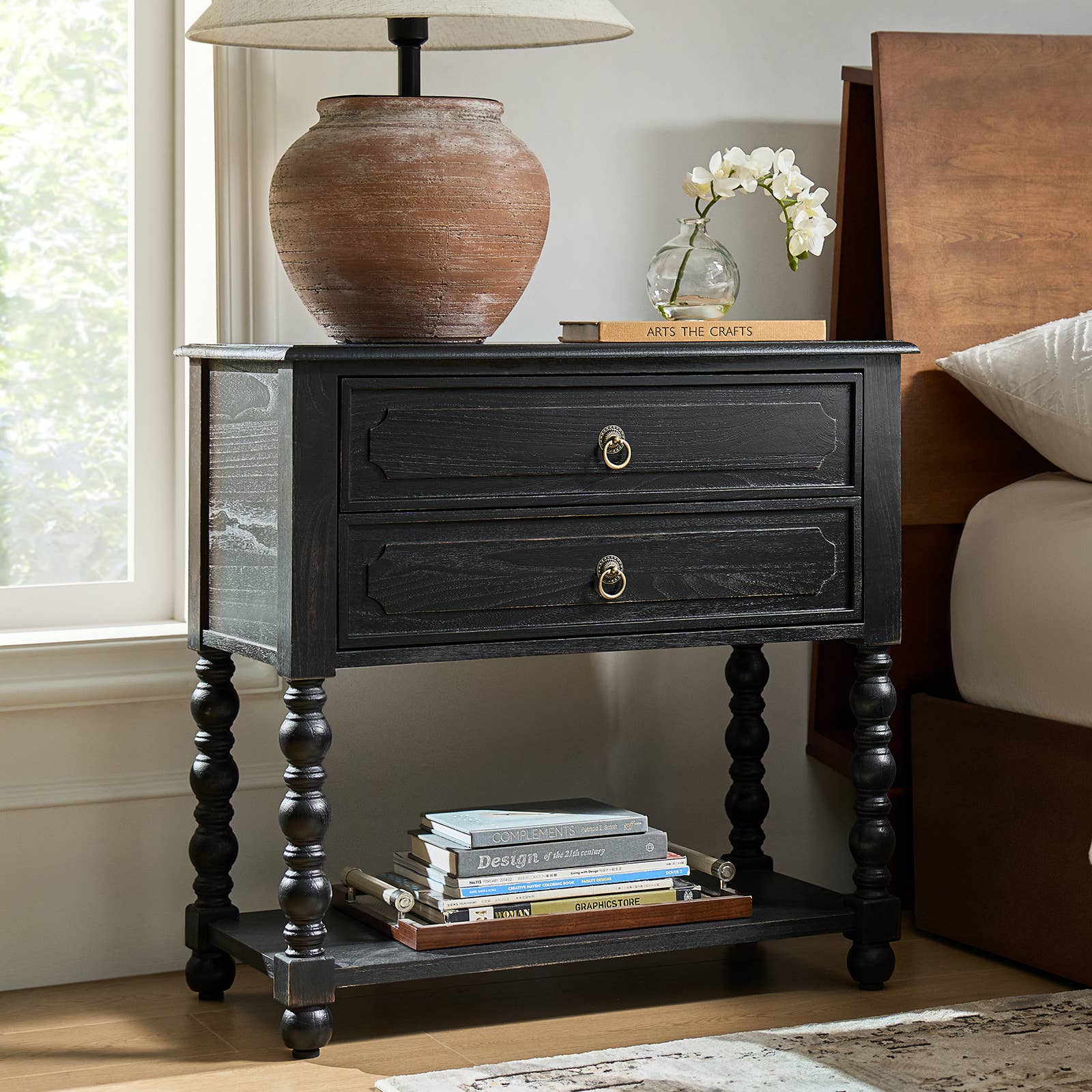 Gwen 30"Tall 2-Drawer End Table