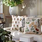 Flower Embroidery 18" Throw Pillow