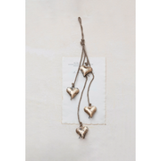 Antique Brass Metal Hearts on Jute Rope
