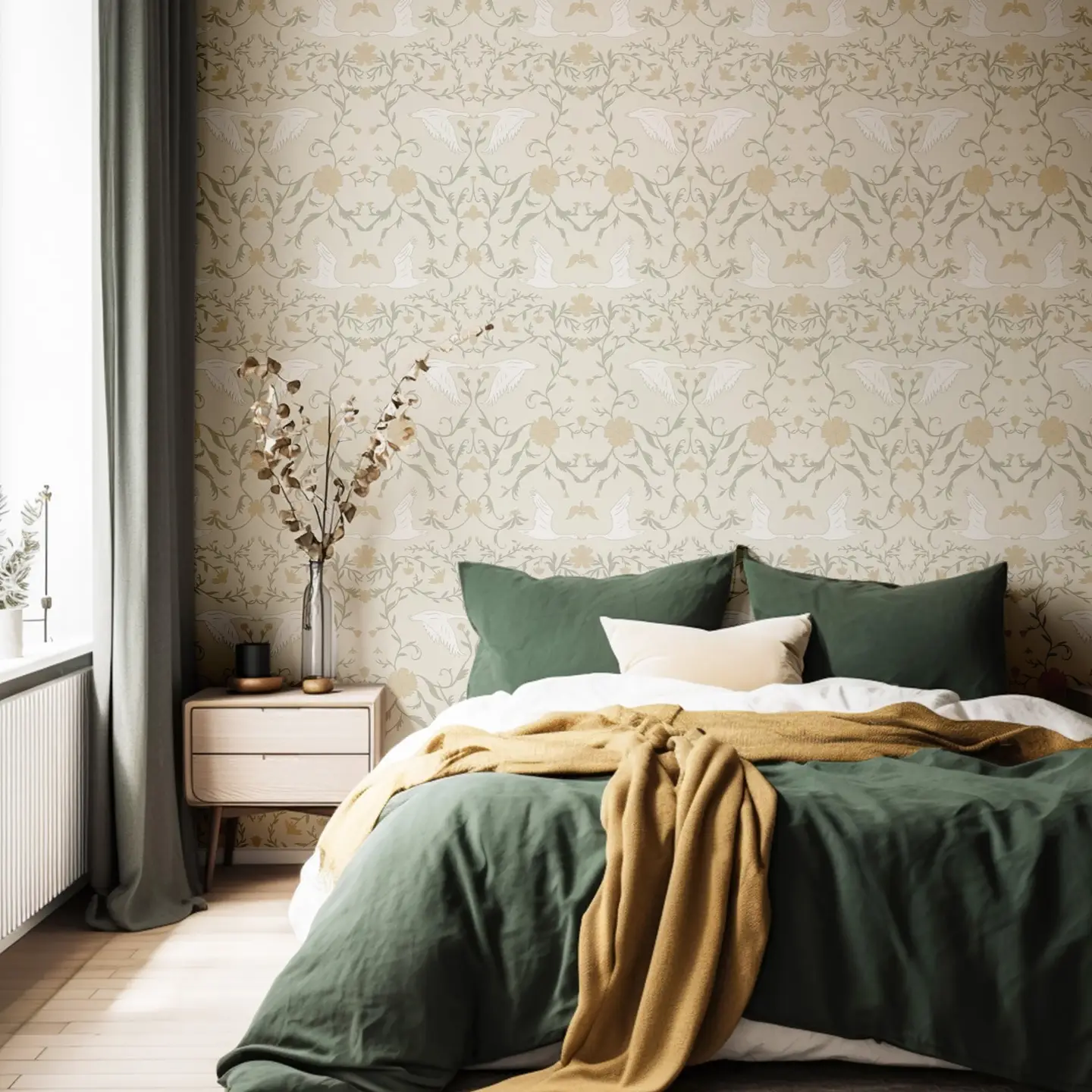 Birds of A Feather - Cream and Sage