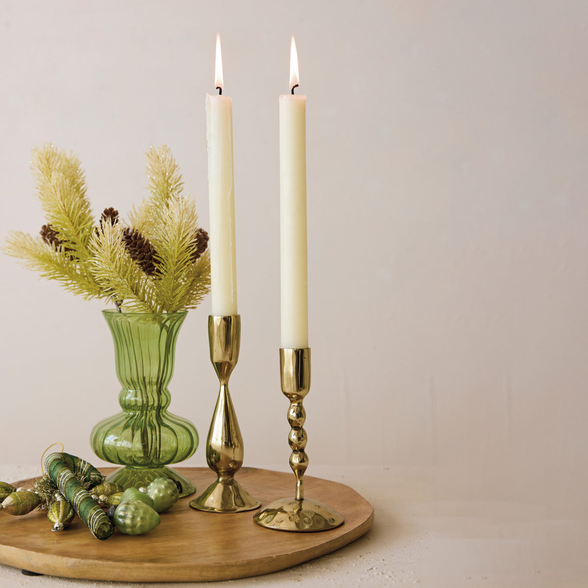Hand-Forged Brass Metal Taper Holders - Set of 2