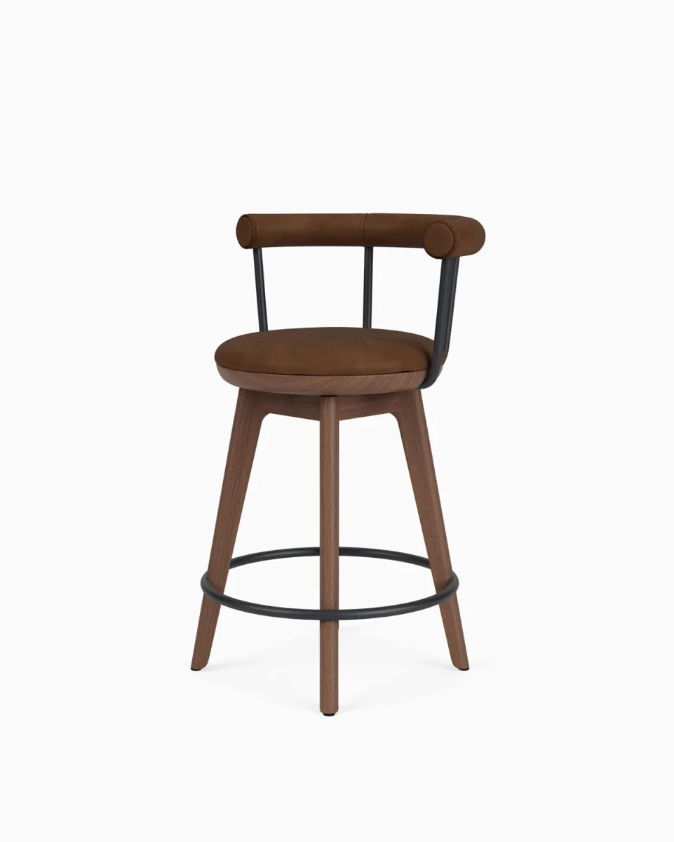 Keystone Brown Leather Swivel Counter Stool