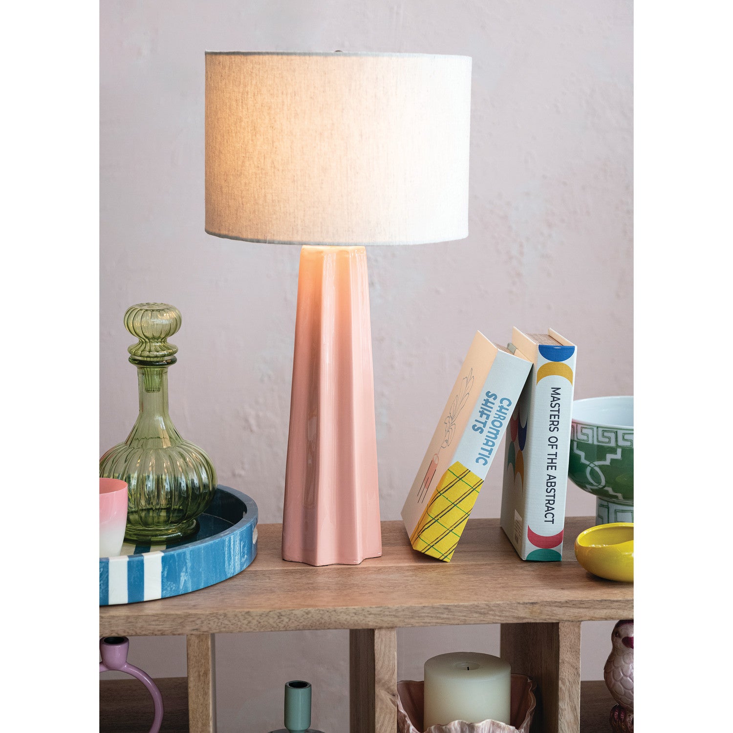 Pink Fluted Table Lamp