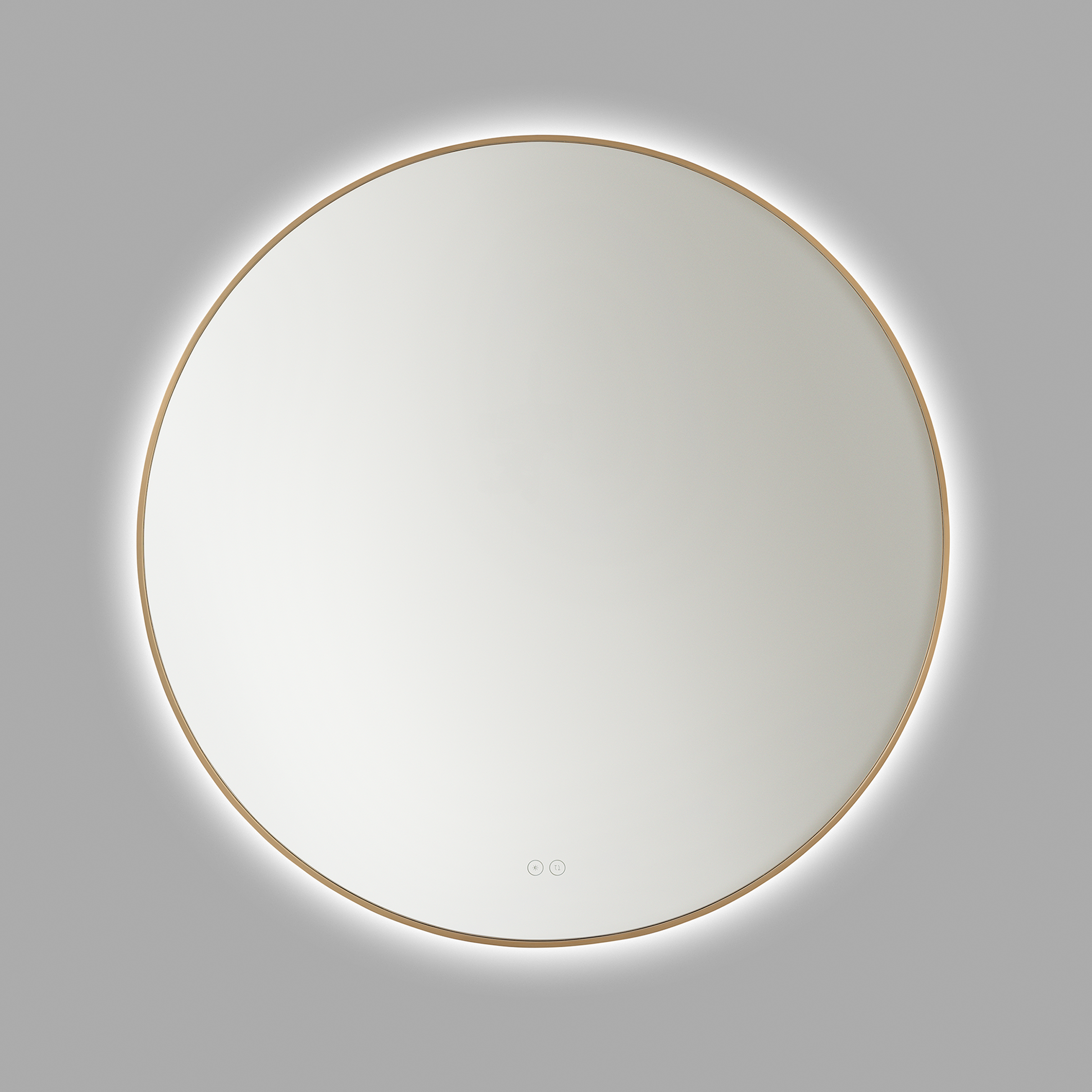 Cadre Satin Brass Round Illuminated Mirror