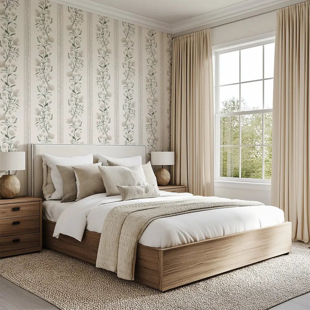 Floral Stripes - Beige