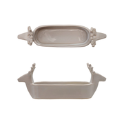 Stoneware Cracker Dish with Deer Heads