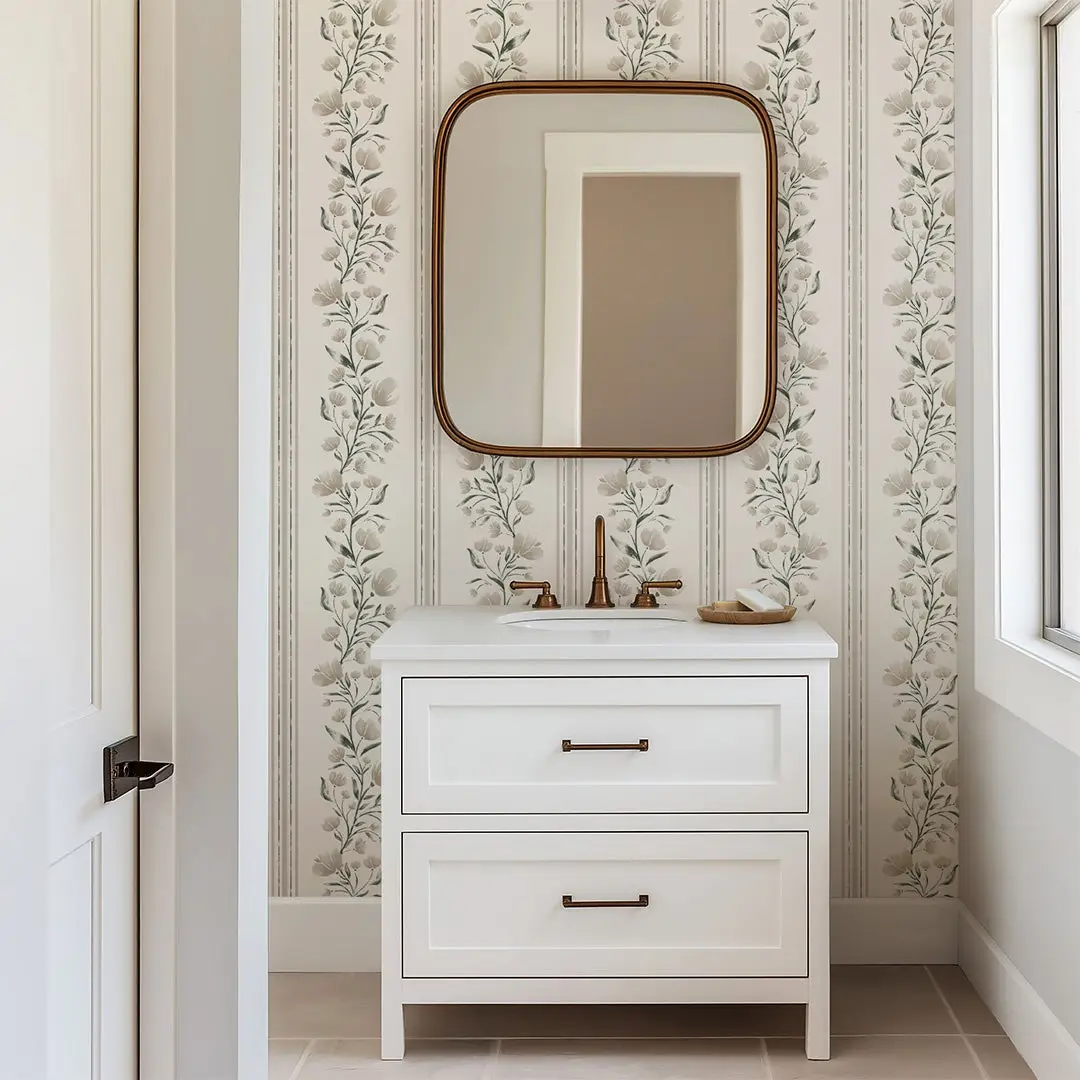 Floral Stripes - Beige