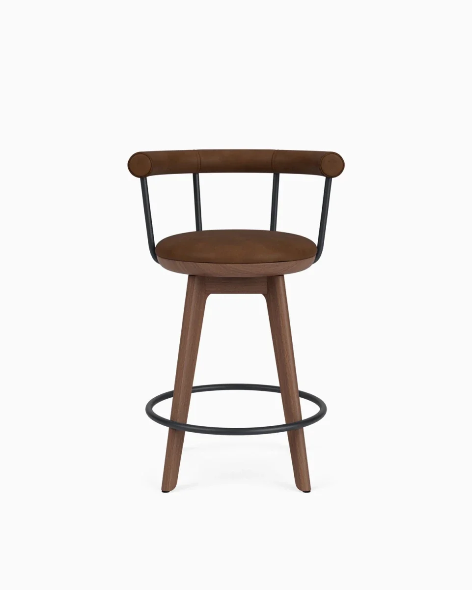 Keystone Brown Leather Swivel Counter Stool