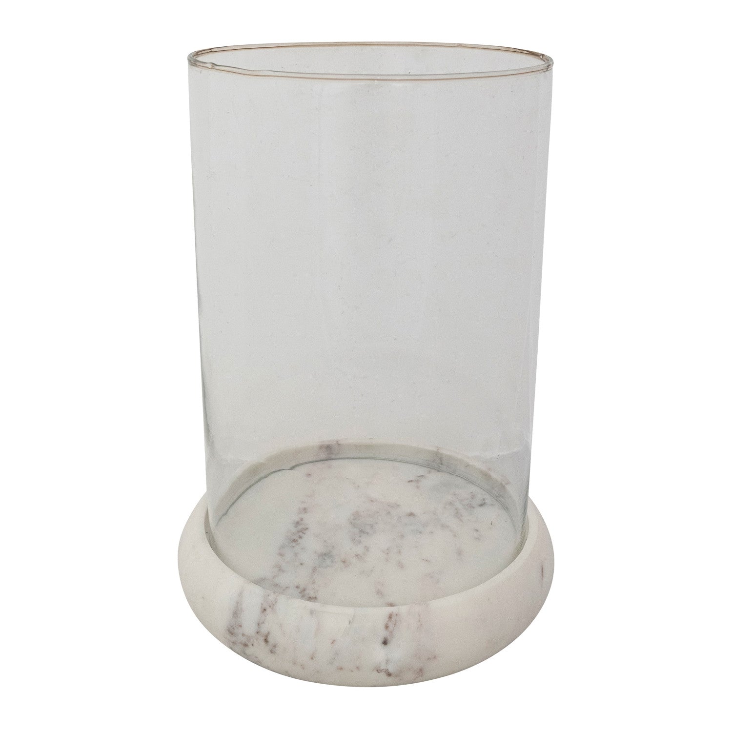 9" Round Glass Hurricane with Marble Base