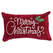 Red Velvet "Merry Christmas" Lumbar Pillow