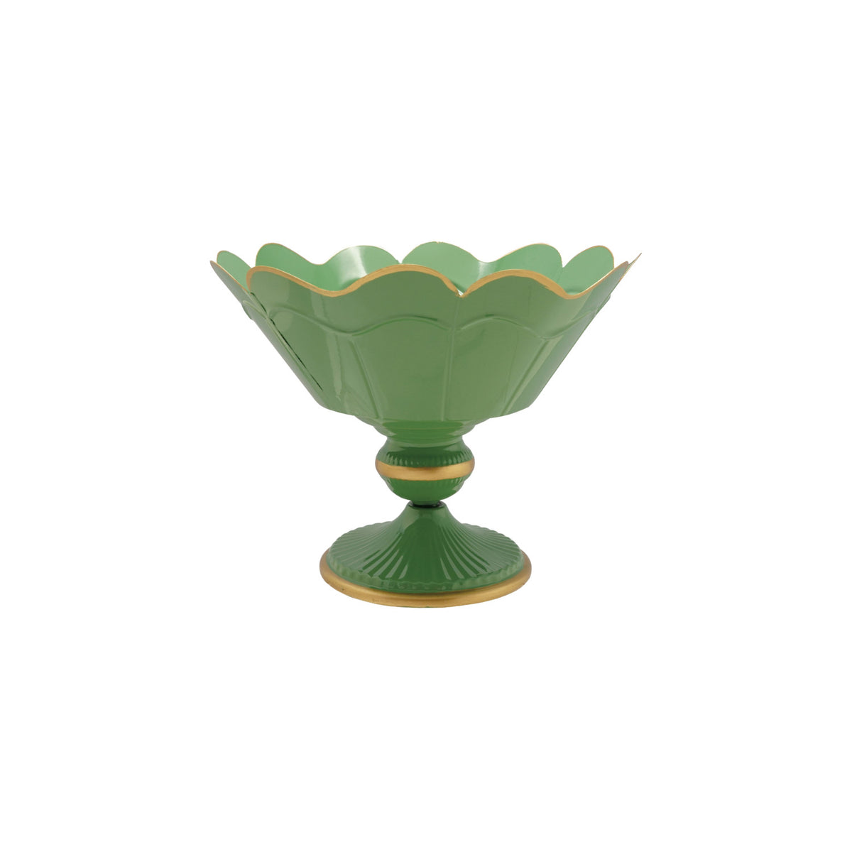 Mint Metal Scalloped Footed Bowl