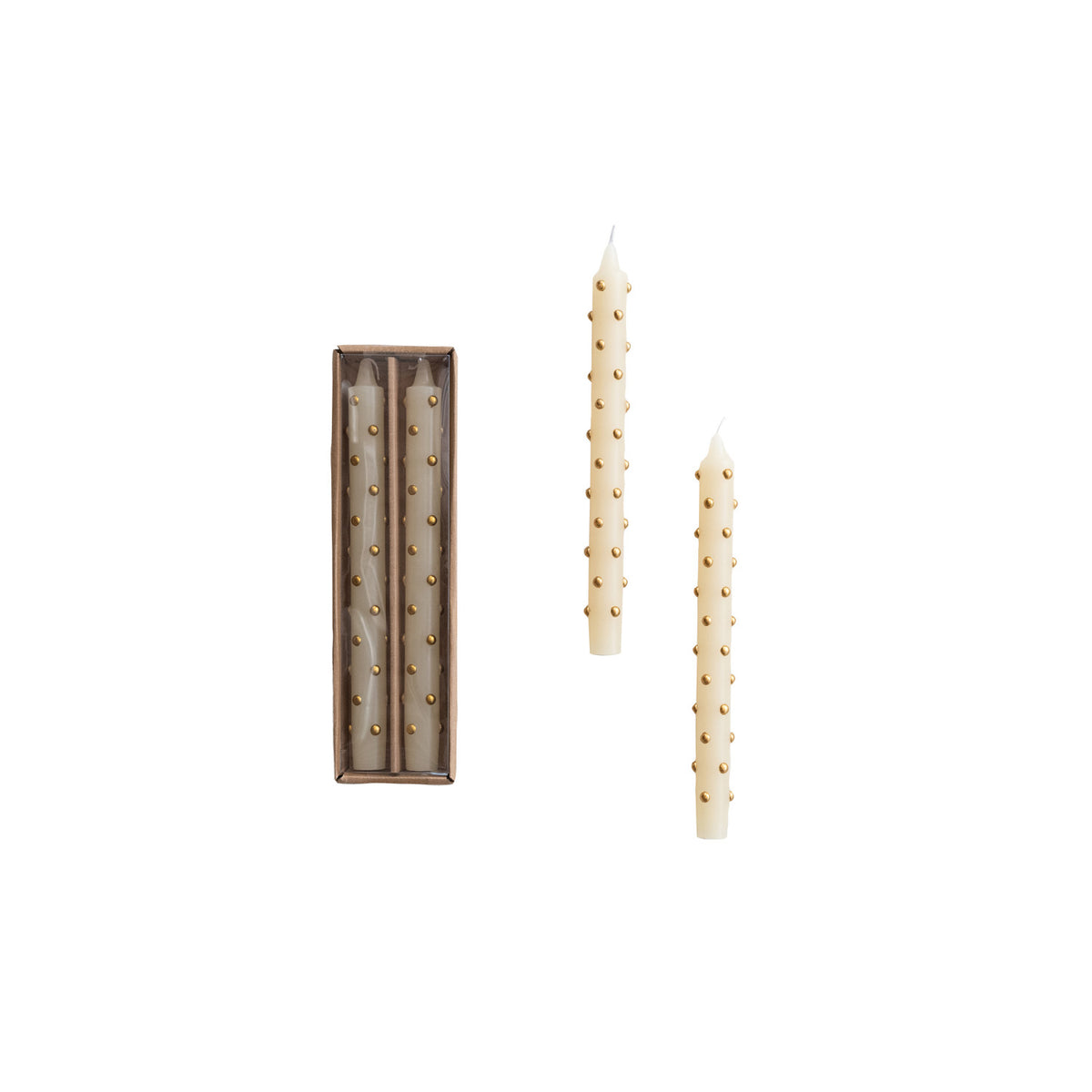 Gold Dotted Unscented Taper Candles