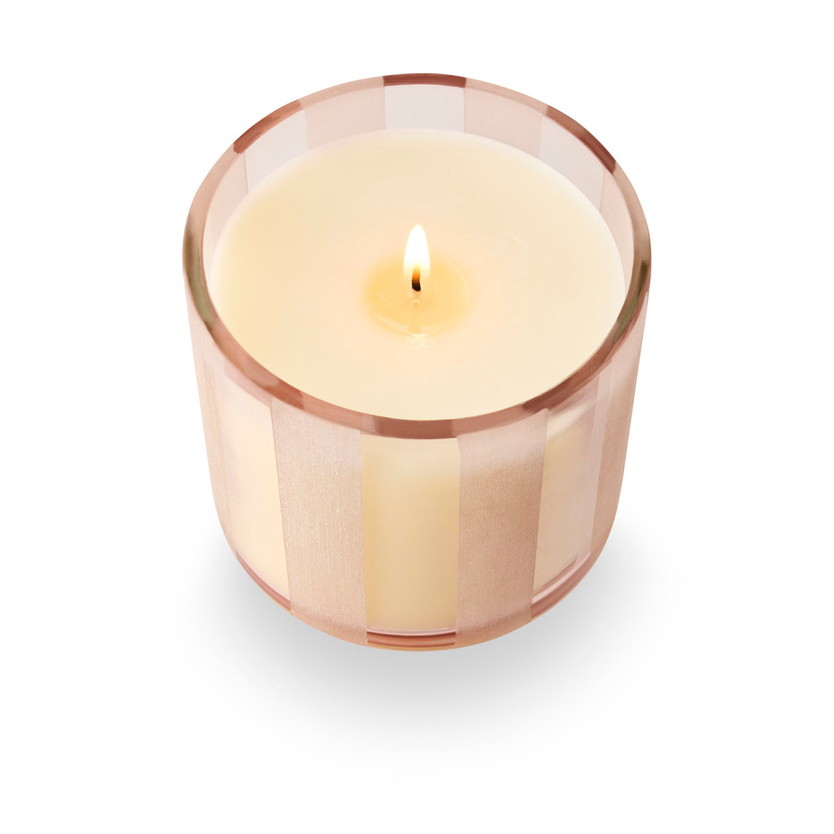 Pink Pine Etched Striped Glass Candle